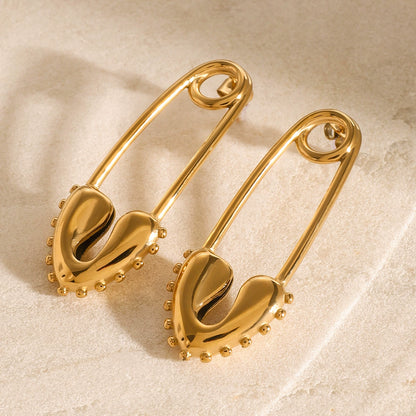 Jieding stainless steel 18k gold love pin earrings high-fashion versatile earrings European and American design trend jewelry