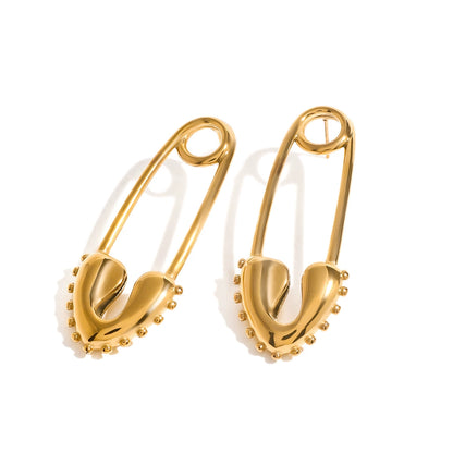 Jieding stainless steel 18k gold love pin earrings high-fashion versatile earrings European and American design trend jewelry